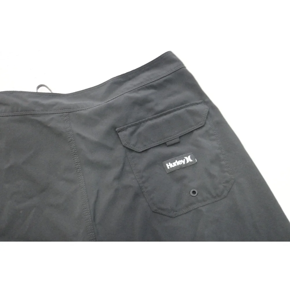 Hurley Board Shorts Mens 31 Black Solid Swim Trunks Lace Up Pocket Excellent